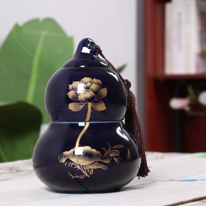 Ceramic tea tank sealing tank moisture proof household portable furniture platsa tea storage tank purple sand ku kiln hoist custom