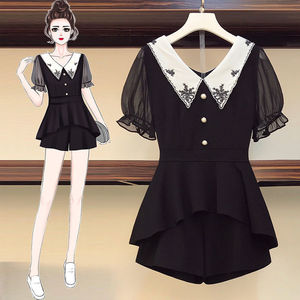 显瘦收腰减龄洋气短裤两件套装女夏