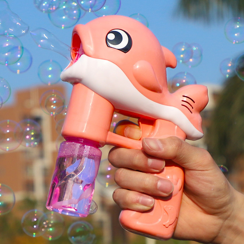 Child Dolphin Bubble Gun Toy Blow Bubble Mesh Red Shake Sound Same-Style Bubble Machine Teen Heart Fully Automatic Does Not Leak