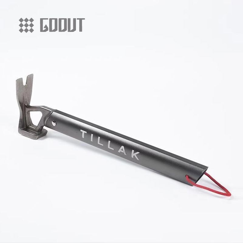American Tillak outdoor camping canopy tent ground nail croissant hammer bottle opener MSR with the same goout