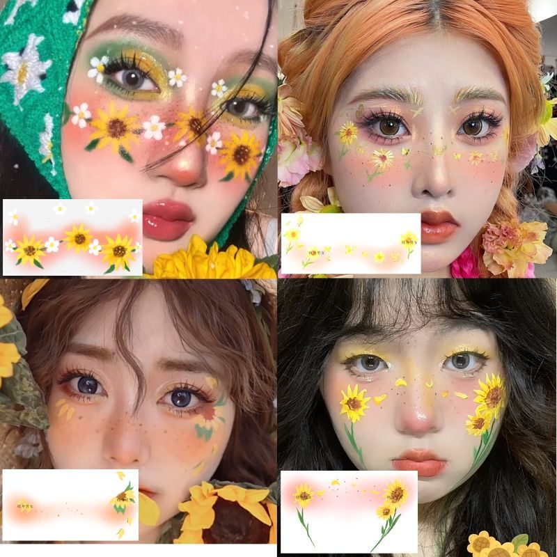 Sunflower Makeup Face Tattoo Stickers ins Styles Kidsren's Cartoon Sunflower Tattoo Stickers Creative Face Makeup Sunflower Makeup Face Tattoo Stickers ins Styles Kidsren's Cartoon Sunflower Tattoo Stickers Creative Face Makeup