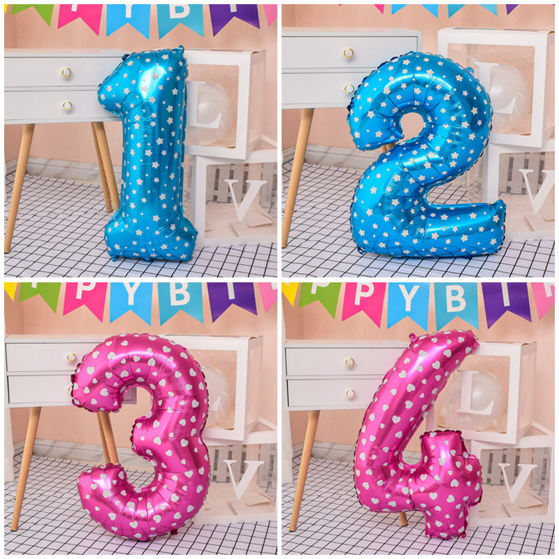 32 inch blue pink digital balloon birthday party layout decoration large aluminum film aluminum foil 0 - 9 digital balloon