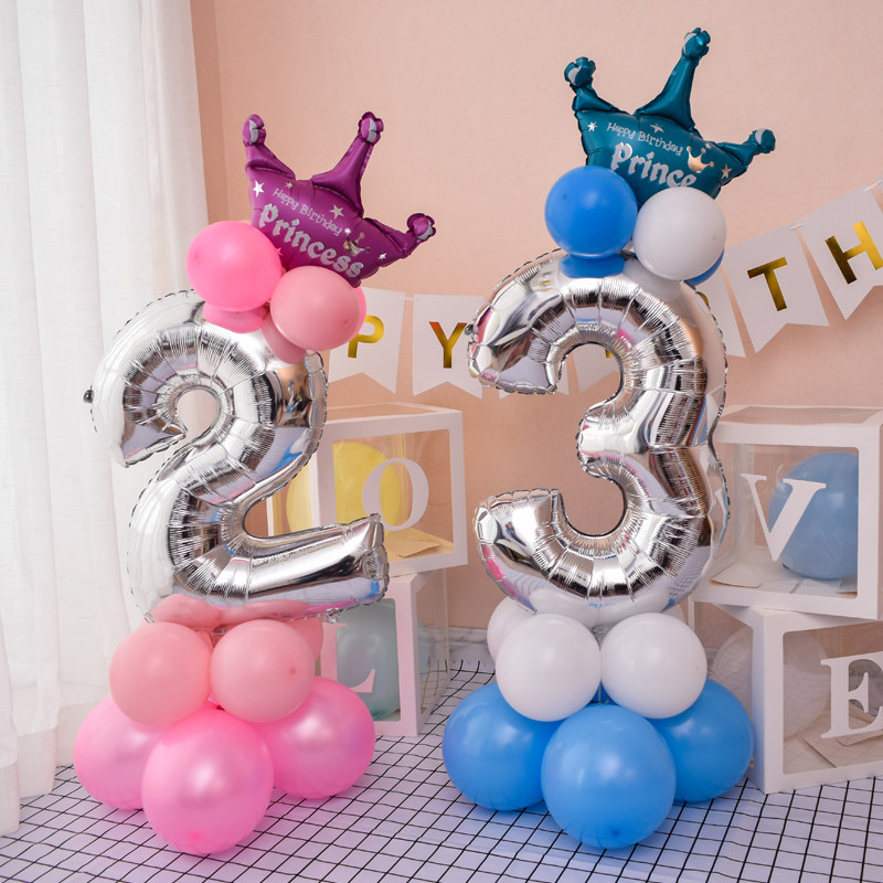 0 - 9 birthday digital balloon pillar road guide baby full moon 100 days decorate children's adult party arrangement