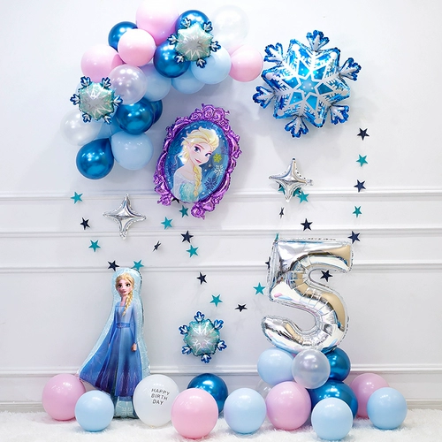 Девушка принцесса «Холодное сердце» тематические украшения с воздушными шарами на день рождения фон настенная сцена макет детские праздничные атрибуты