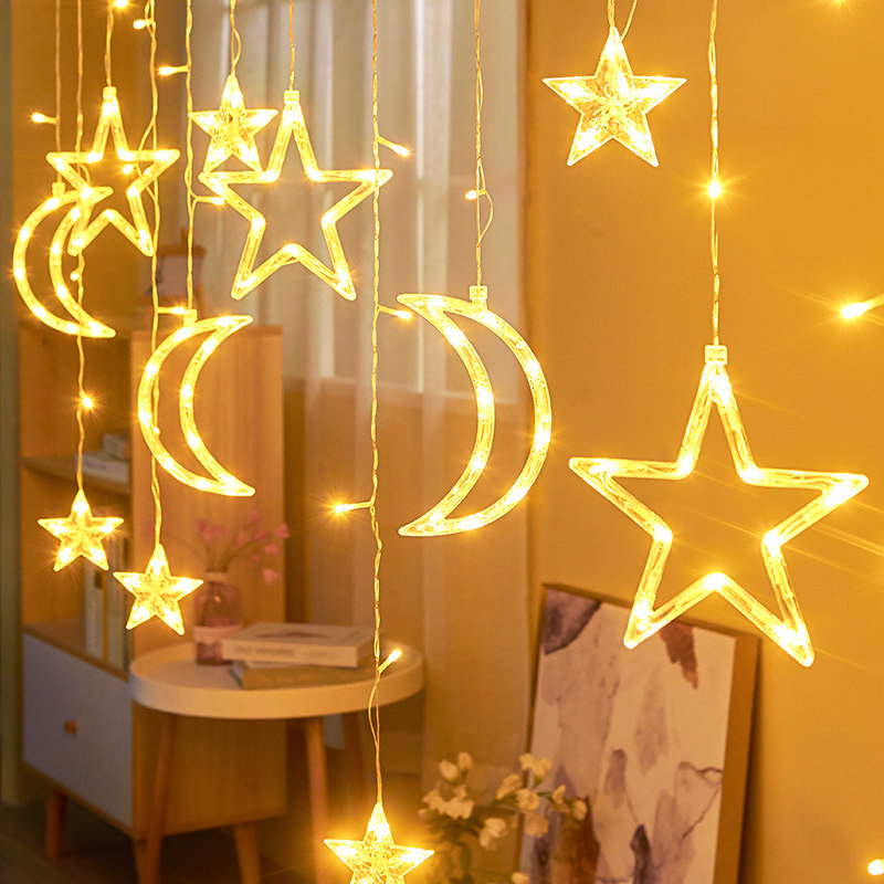 Star lights curtain lights net red lights room decoration bedroom decoration colorful color lights flashing lights string lights full of stars