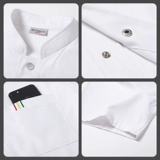 Летняя высококачественная чистое хлопковое упругое шеф-повара для мужчин и женщин с коротким рукавом дышащий тонкий стиль отель задний кухонная одежда