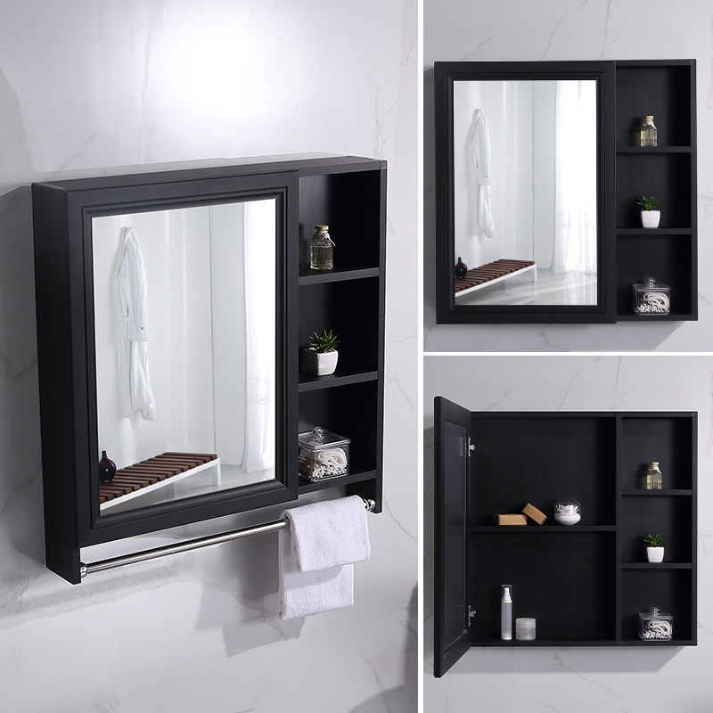 Simple wash powder room mirror cabinet bathroom wall-mounted rack mirror box toilet toilet wash face makeup mirror