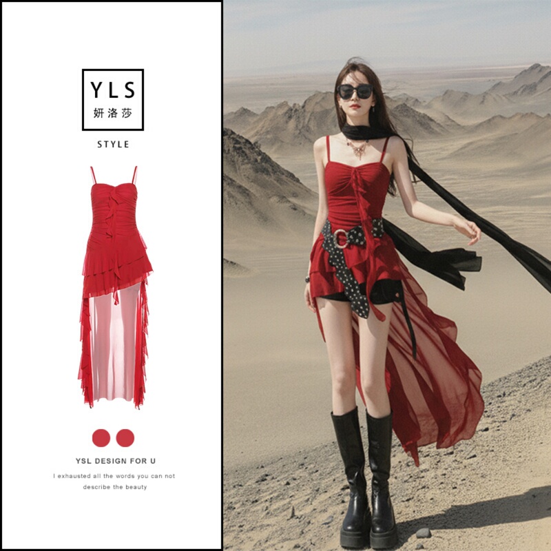 Sichuan Western Region Travel Wasteland Style Outfit Xinjiang Red Dress 2026 Northwest Gansu Tourism Black Dushan Outfit Sichuan Western Region Travel Wasteland Style Outfit Xinjiang Red Dress 2026 Northwest Gansu Tourism Black Dushan Outfit