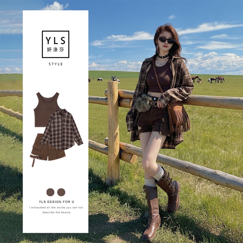 Xinjiang Travel Grassland Outfit Western Cowboy Suit for Women Cool and Stylish 2026 Inner Mongolia Horseback Riding Qinghai-Gansu Grand Loop Route Xinjiang Travel Grassland Outfit Western Cowboy Suit for Women Cool and Stylish 2026 Inner Mongolia Horseback Riding Qinghai-Gansu Grand Loop Route
