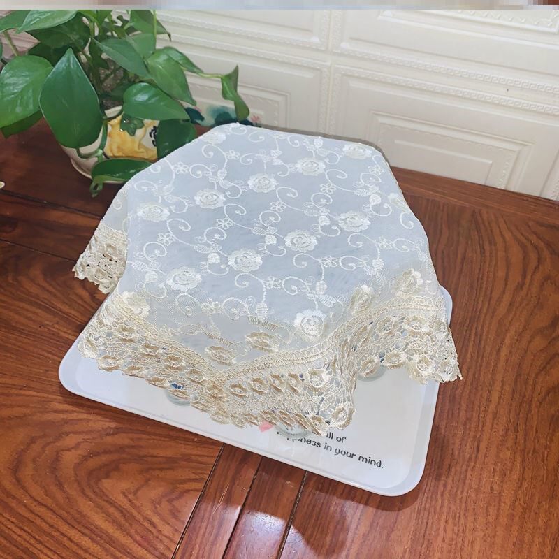 Tea set tea tray cover cloth European style lace square scarf home living room tea ceremony glass fruit plate dust-proof and ash-proof cover cloth - Taobao
