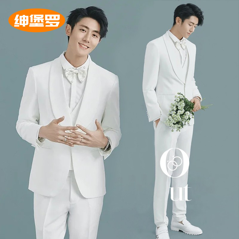 Suits men's 2022 exhibition new youth suits men's trendy suits photo studio photography wedding dresses