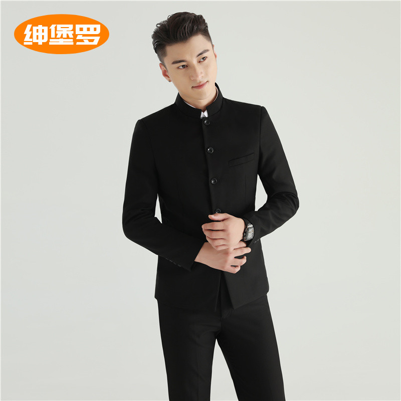 Hot Pins Black Play in Zhongshan Clothing Male 54 Youth Clothing Country China Wind School Clothes Class Suits Chinese Suits