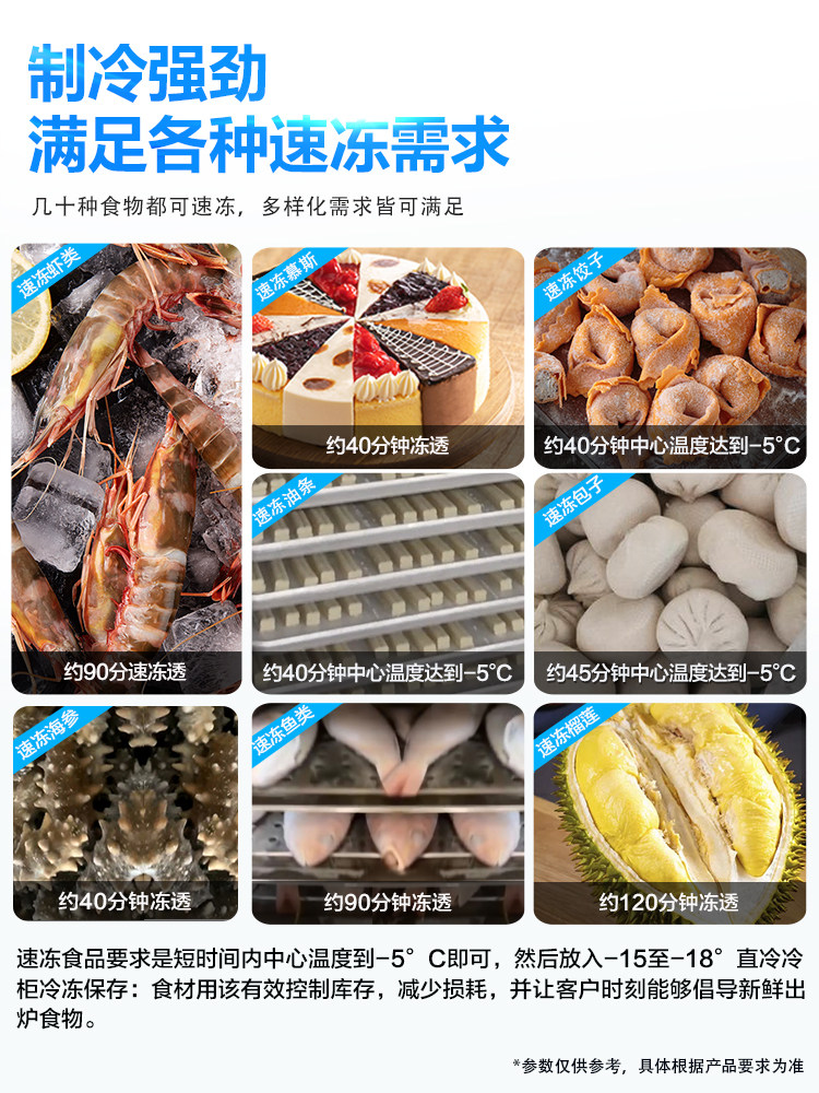 Low-Temperature Quick-Freezing Cabinet Commercial Blast-Freezing Air-Cooled Quick-Freezing Machine Sea Cucumber Raw Dumplings Steamed Buns -45 Degree Freezer