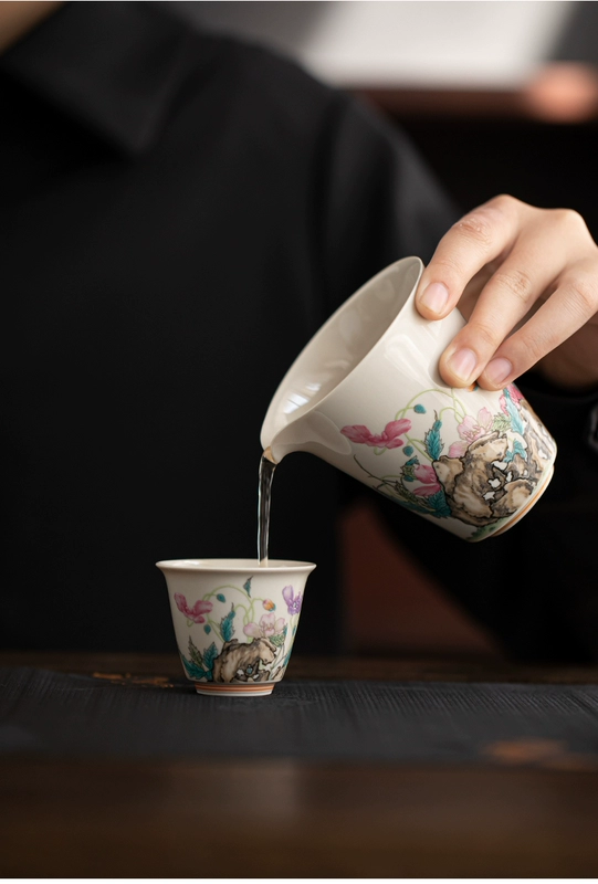 chén vại Xiaoyuan gặp gốm sứ pastel trà Bộ trà Kung Fu trà tráng men màu nhỏ trà cốc đơn chen dia su chén sứ có nắp đậy