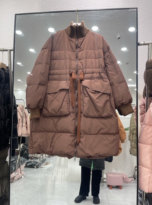 Hangzhou down Jacket with Stand Collar, Mid-Length down Jacket for Women, New Winter Style, Waist-Cinching, Loose-Fitting, Korean Style, Thickened, Warm Coat