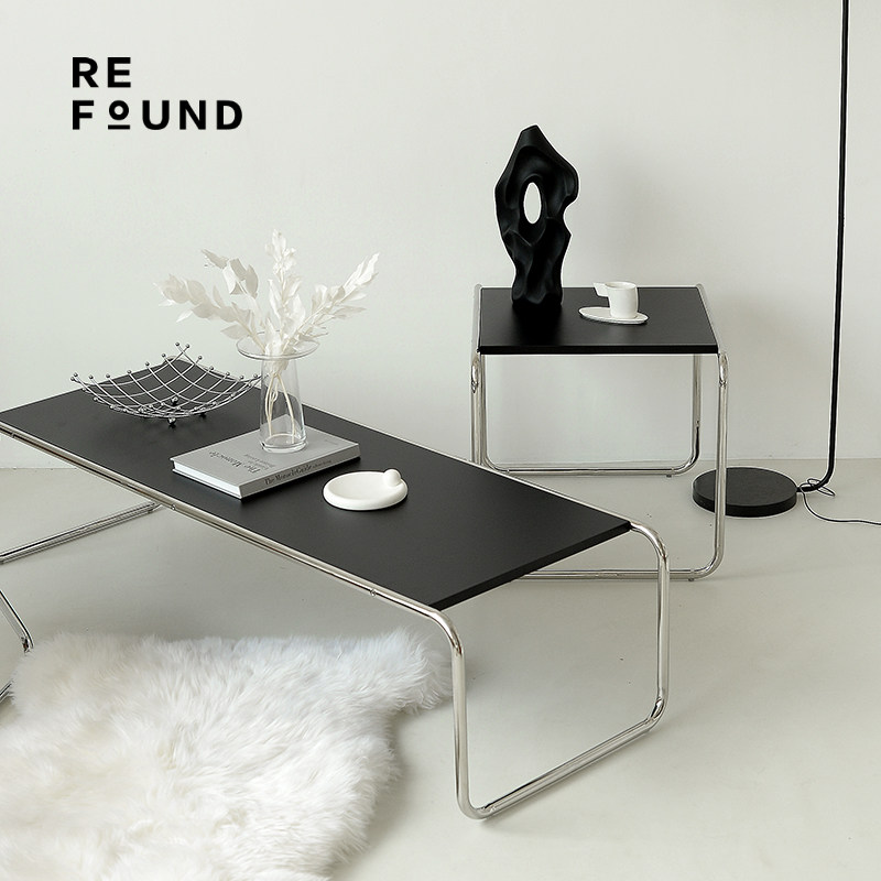 Lazio coffee table set few combination stainless steel black and white square coffee table rectangular table net red ins style Nordic coffee table