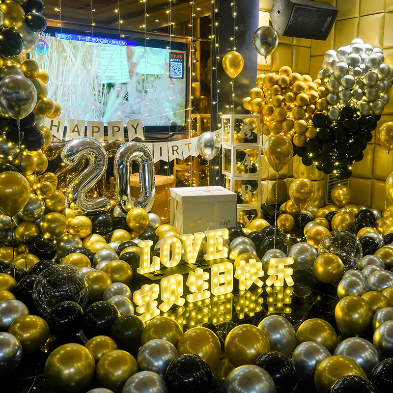 Birthday decoration scene layout party male and female students happy party boyfriend and girlfriend friends background wall theme balloon ins