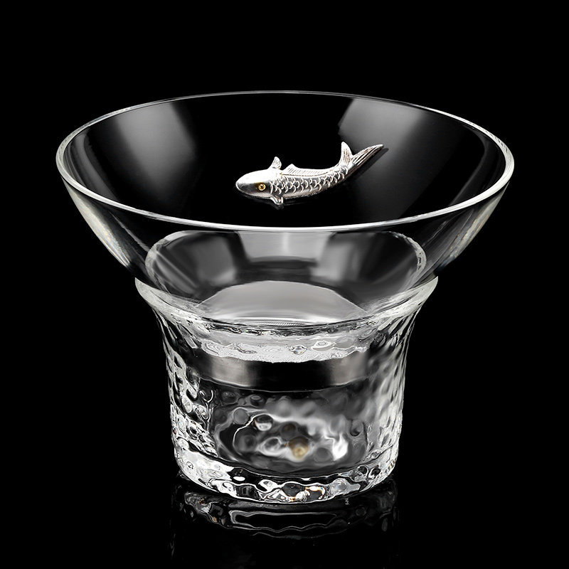 Longshan Tang pure hand-set silver glass tea leakage Gaopeng silicon thickening kung fu tea set accessories tea filter creative