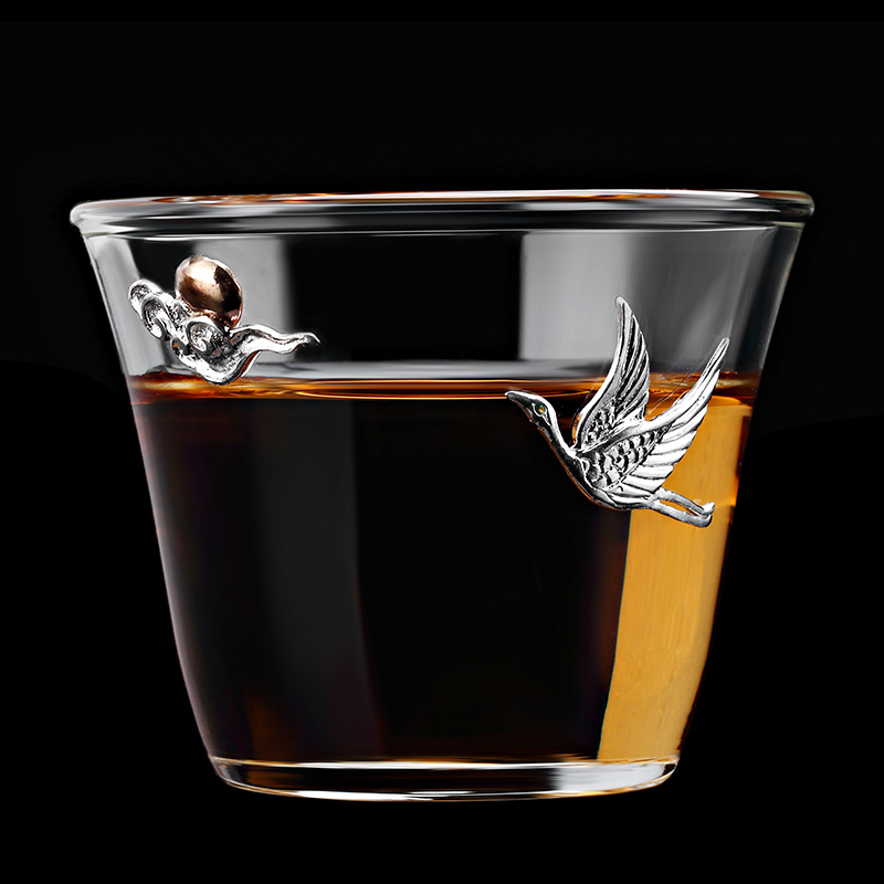 Longshan Hall Master's Cup Big Number Glass Tea Cup Pure Hand Inlaid Silver Pint Tea Cup Korn Tea Cup Home Delivery Courtesy