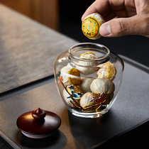 Longshan Hall glass tea leaf jars with lid Chinese style Jingtai blue glass jar empty jar sealed moisture-proof storage tank containing jar