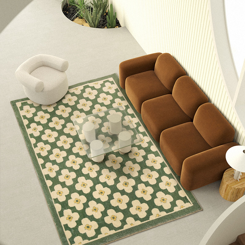 Juku Law Style Retro Green Carpet Living Room Sofa Tea Table Blanket Bedroom Entrance Doormat Bedside Blanket Home senior