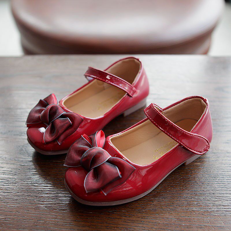 New performance Princess shoes Soft leather 2019 Leather Shoes Fashion Spring Autumn Soft Bottom Girl Shoes Butterfly Knot Female single shoes