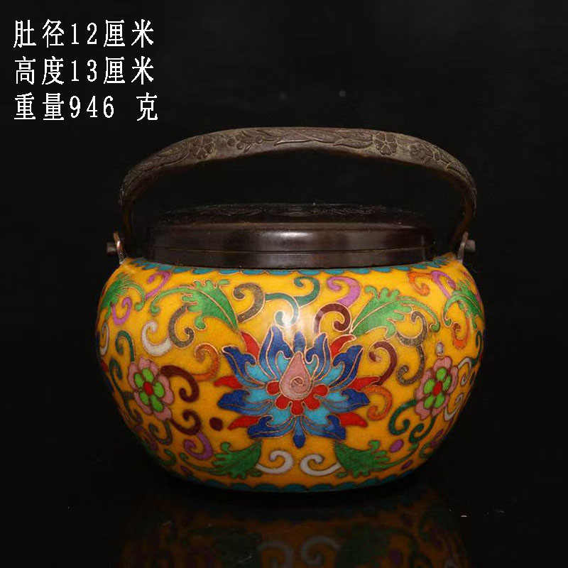 景泰藍 銅胎掐絲琺瑯彩牡丹紋香爐 香道具 骨董品 老北京景泰藍花瓶銅胎掐絲琺瑯花瓶家居擺件花絲牡丹金地留香瓶
