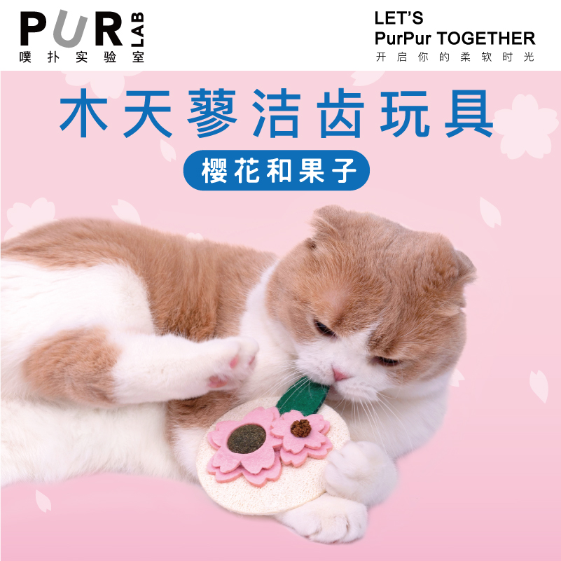 PurLab Puff Bashing Lab Cherry Blossom and Fruit Cat Kitty Wood Sky Tooth Stick Cat Mint Zero Food & Teeth Toy