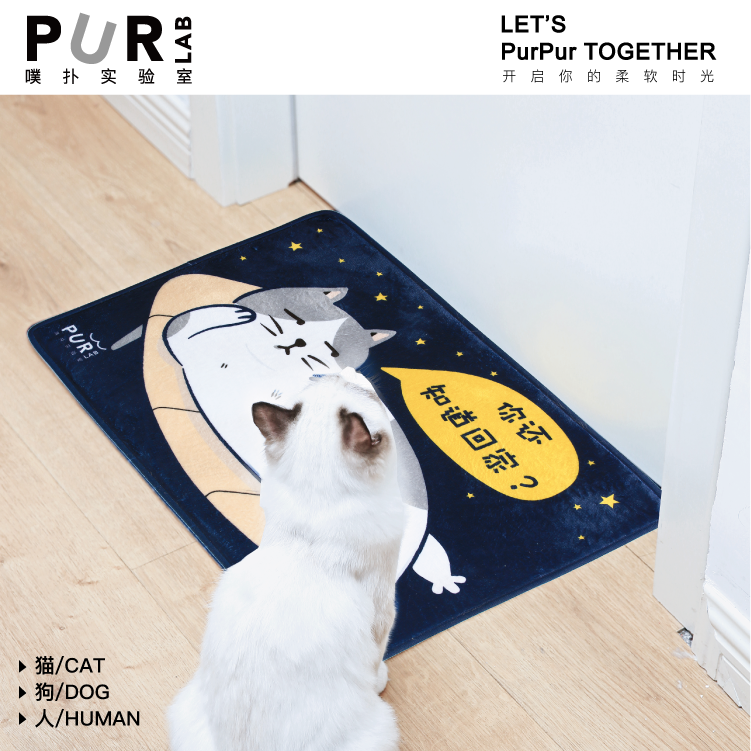 PurLab Puff Bashing Lab Left-behind Cat Flannel Flannel Carpet Printed Cute Anti Slip Absorbent into the door mat