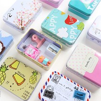 A Korean cartoon iron desktop storage box Mini tinplate box Hair ring hairpin earrings Jewelry card small iron