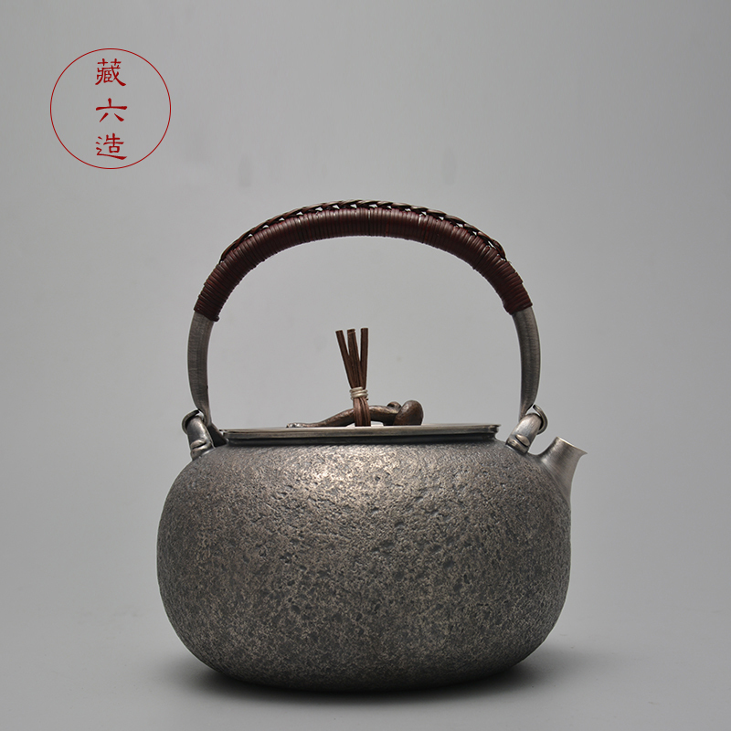 Tenzaku Silver Teapot with New Fish Scale Pattern, 999 Pure Silver, Handmade for Boiling Water and Brewing Tea, Japanese Silver Teapot