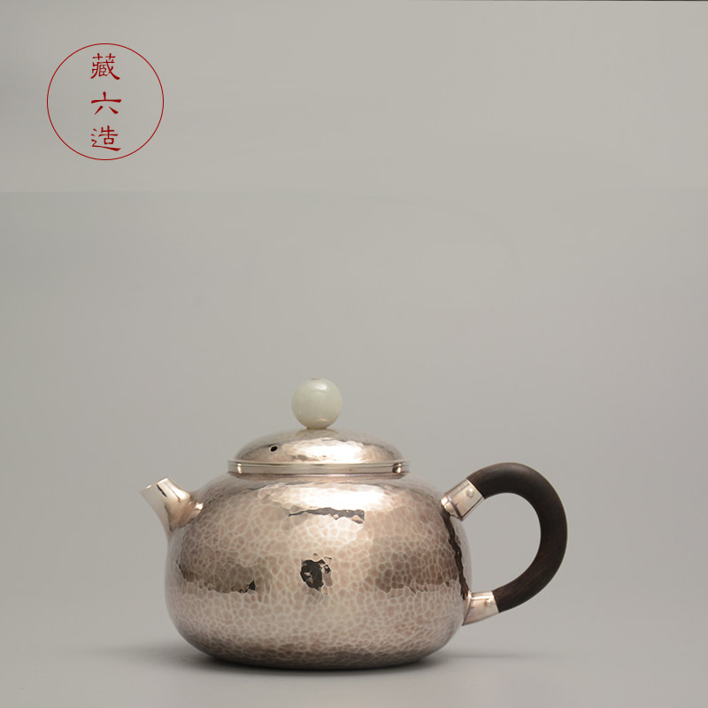 Hidden six made silver pot pure silver 999 tea silver pot pure handmade one beat tea road home small silver pot silver tea set