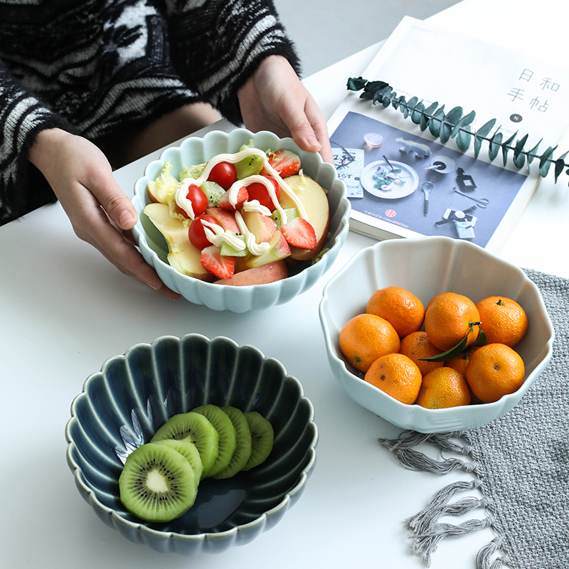 Fruit salad bowl Nordic ceramic bowl net celebrity living room fruit plate ins wind noodle bowl creative personality rice bowl home
