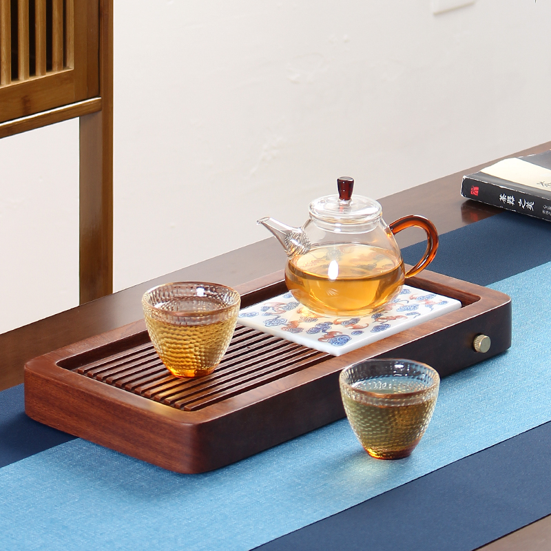 Tea set tea tray solid wood Mini small Rosewood dry brewed tea table drainage simple household tea set small tea table