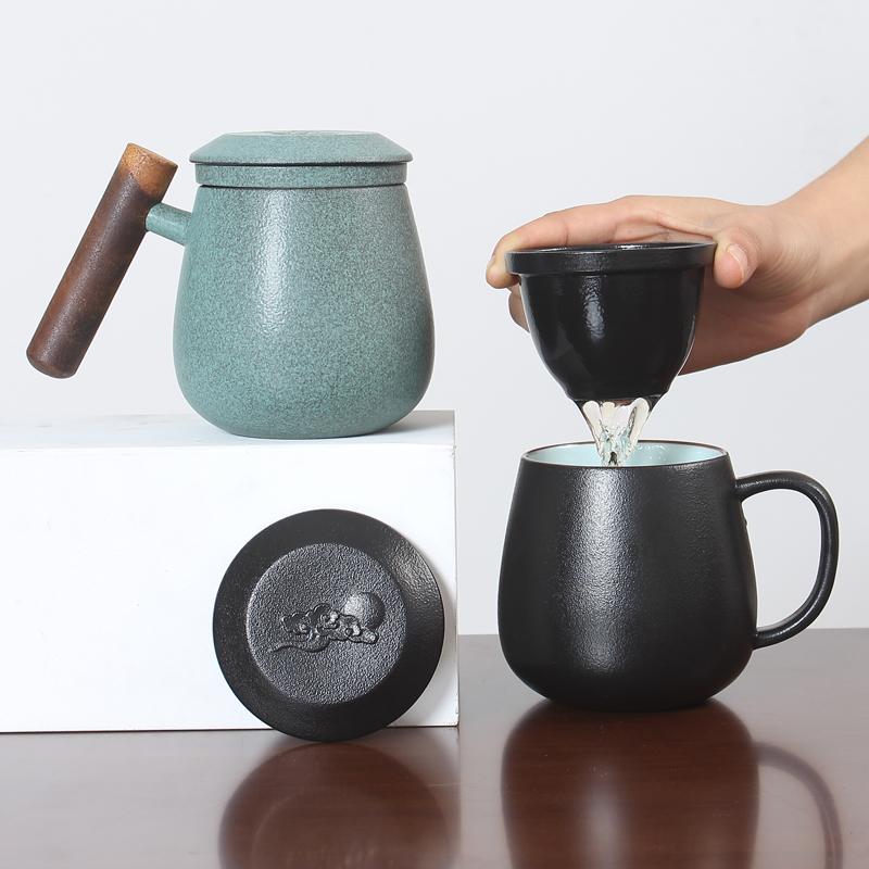 Ceramic cup Ceramics filter cup tea separation personal office bubble cup with cover teacup set