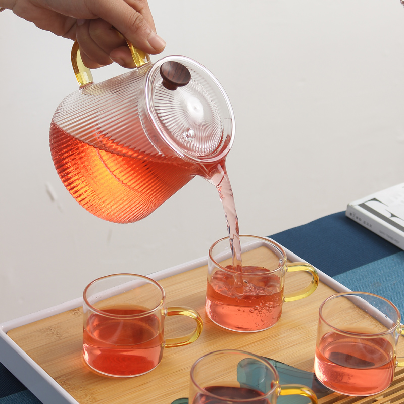 Glass Teapot High Temperature Resistant Filter Tea Maker Tea Water Separation Home Burning Water Pot Thickened Fruit Flower Tea Pot Suit
