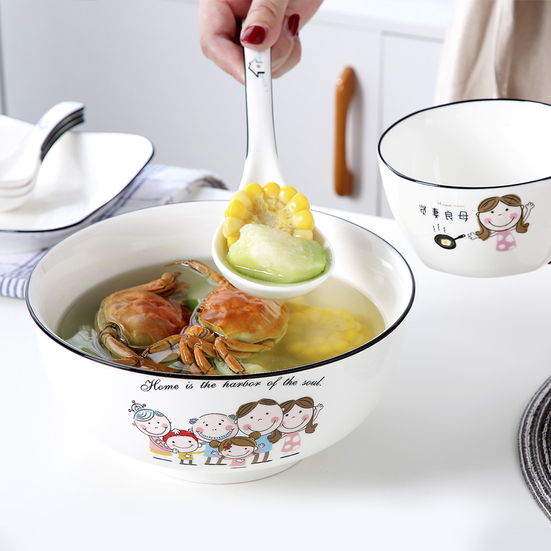 Jingdezhen ceramic bowl with creative move large rice noodles soup bowl ipads porcelain tableware individual as a family