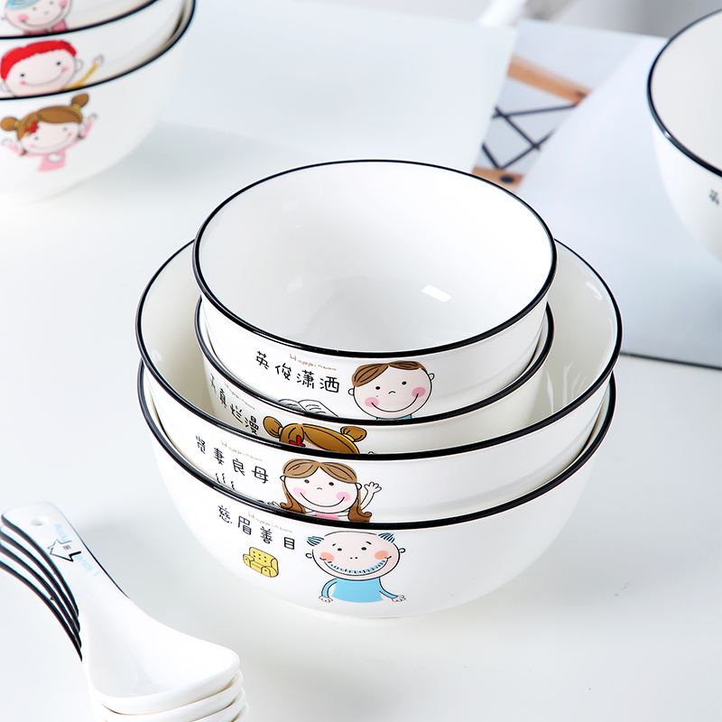 Jingdezhen ceramic bowl with creative move large rice noodles soup bowl ipads porcelain tableware individual as a family