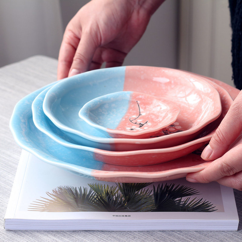 Ceramic plate plate household creative Japanese soup deep dish square dish dish dish dish square plate bone ceramic tableware Single