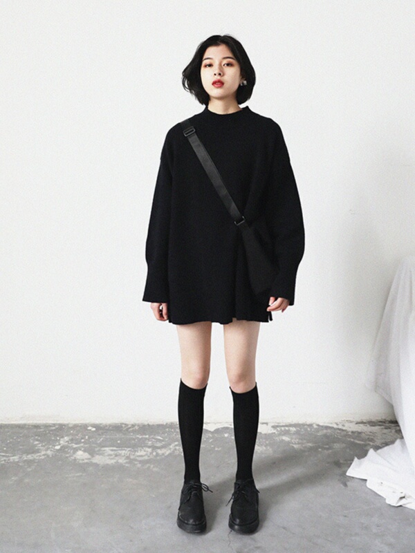 Autumn and Winter Outerwear Hong Kong Style Retro Street Sweater for Women, Loose and Lazy Style, Inner Knitwear, Trendy Ins Style, Thickened Base Layer