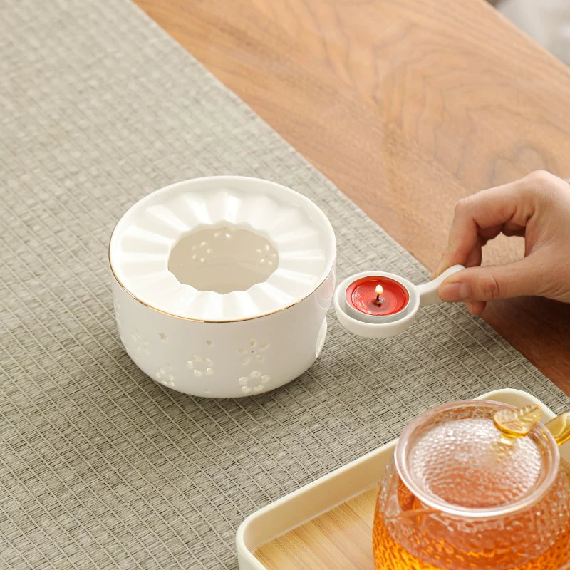 Candle, fruit tea, glass teapot, flavored tea, ceramic set