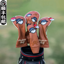 Export new fisherman hat golf club cover club head cover ball head protection cap cover three-dimensional embroidered wood club cover