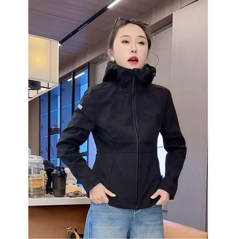 2025 Spring and Autumn New Fashionable Light Luxury Waist-Tightening Jacket for Women, Korean Style Hooded Plus Size Slimming Windbreaker Coat 2025 Spring and Autumn New Fashionable Light Luxury Waist-Tightening Jacket for Women, Korean Style Hooded Plus Size Slimming Windbreaker Coat