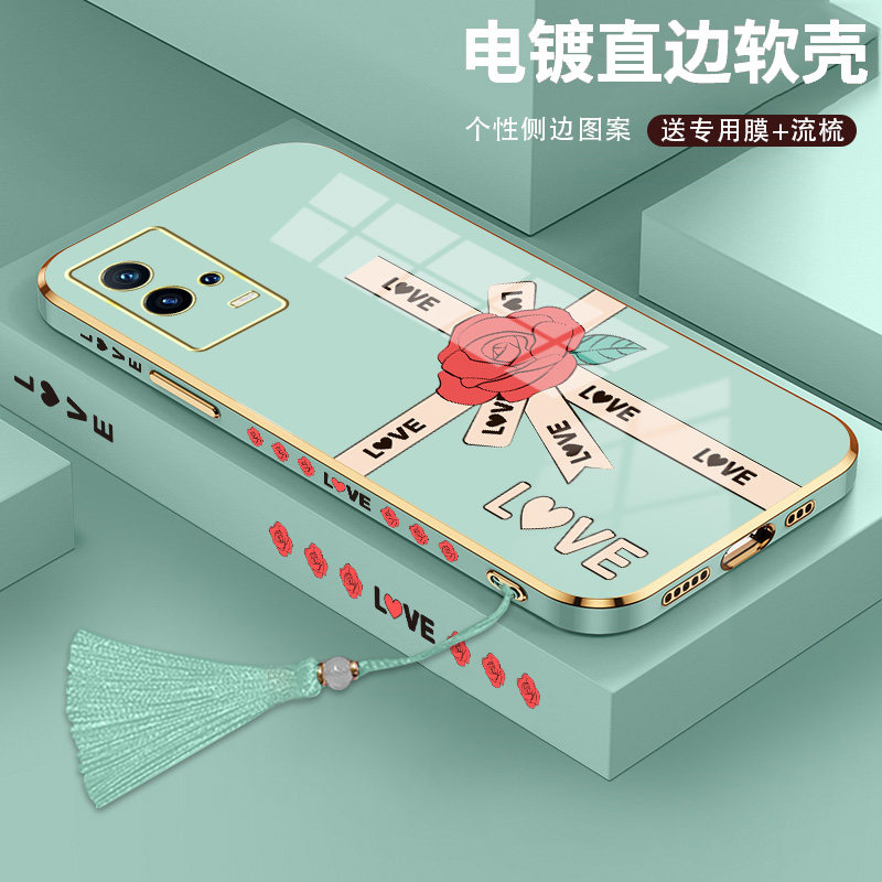 vivoiQOO8 mobile phone case vivoiQOO7 lens all inclusive vivoiQOO8pro lightweight straight edge plated case vivoi7 ultra-thin shatterproof io8p