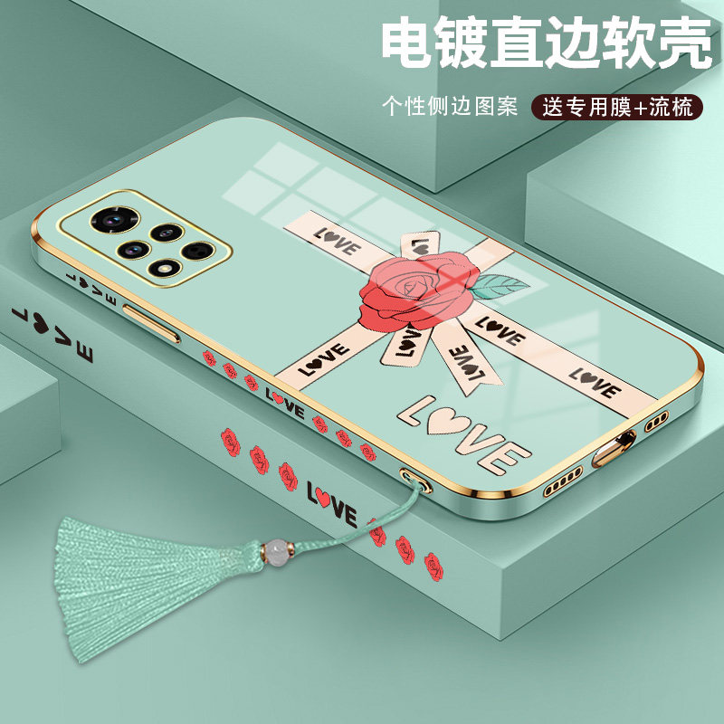 Suitable for Huawei Honor V40 mobile phone protection shell glory V30 lens full package glory V40 light lavish straight side plated shell honorV30 ultra-thin anti-fall YOK-AN10 fashion tide man