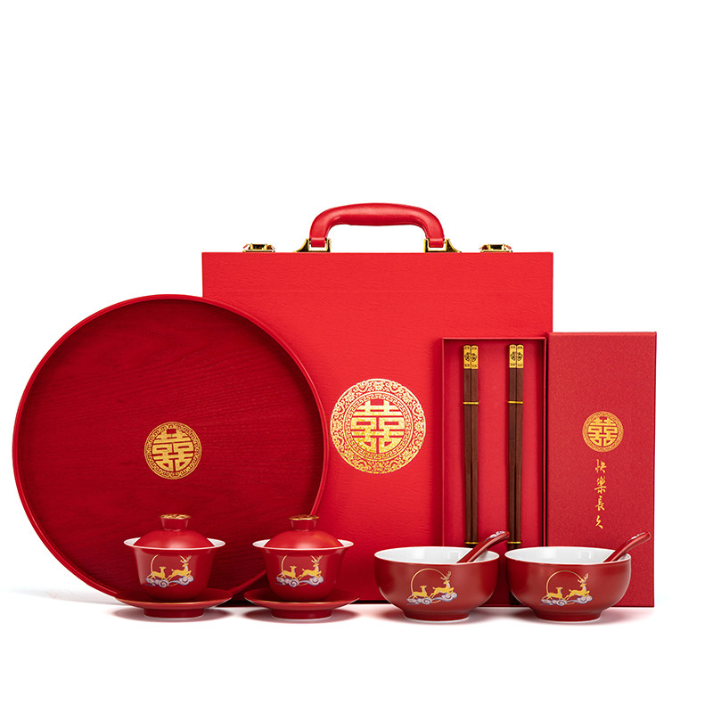 All the way to the wedding bowl Chopsticks Suit Happy Bowl with a toast to the Bowl Newbie Wedding Wedding Supplies Gift Box