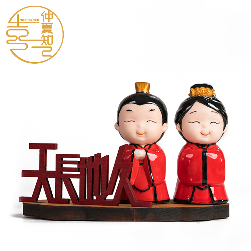 Ceramic Wedding Celebration Paparazzi Couple Wedding Gifts Press-Bed Dolls Dolls Dolls Groom Bridal Wedding Room Creative Pendulum to decorate presents