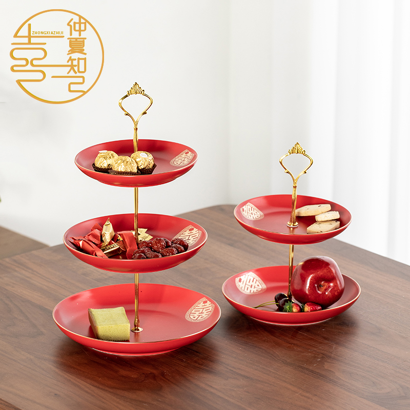 Hanhong Fruit Plate Wedding Supplies Wedding Creative Multi-layer Living Room Home Snack Candy Plate Box Dim Sum Snack Plate
