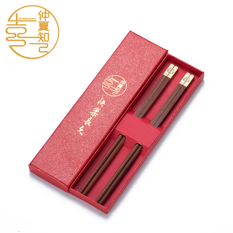 Chopsticks music for a long time high-end red wedding chopsticks a pair of Double Happiness home Chinese style companion gift return gift box set