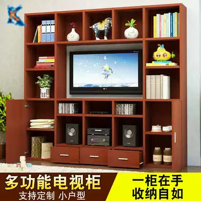 TV cabinet bookcase integrated Wall new background wall cabinet small apartment living room combination cabinet customized multi-function